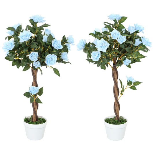 Set of 2 Artificial Rose Potted Plants