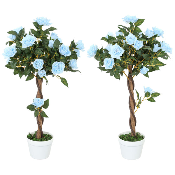 Set of 2 Artificial Rose Potted Plants