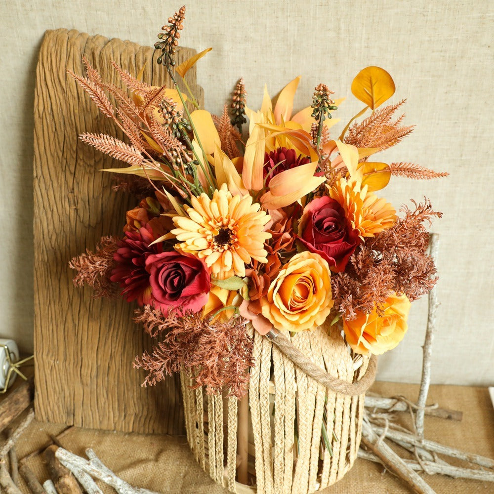Cloth and Dried Plant Floral Bouquet