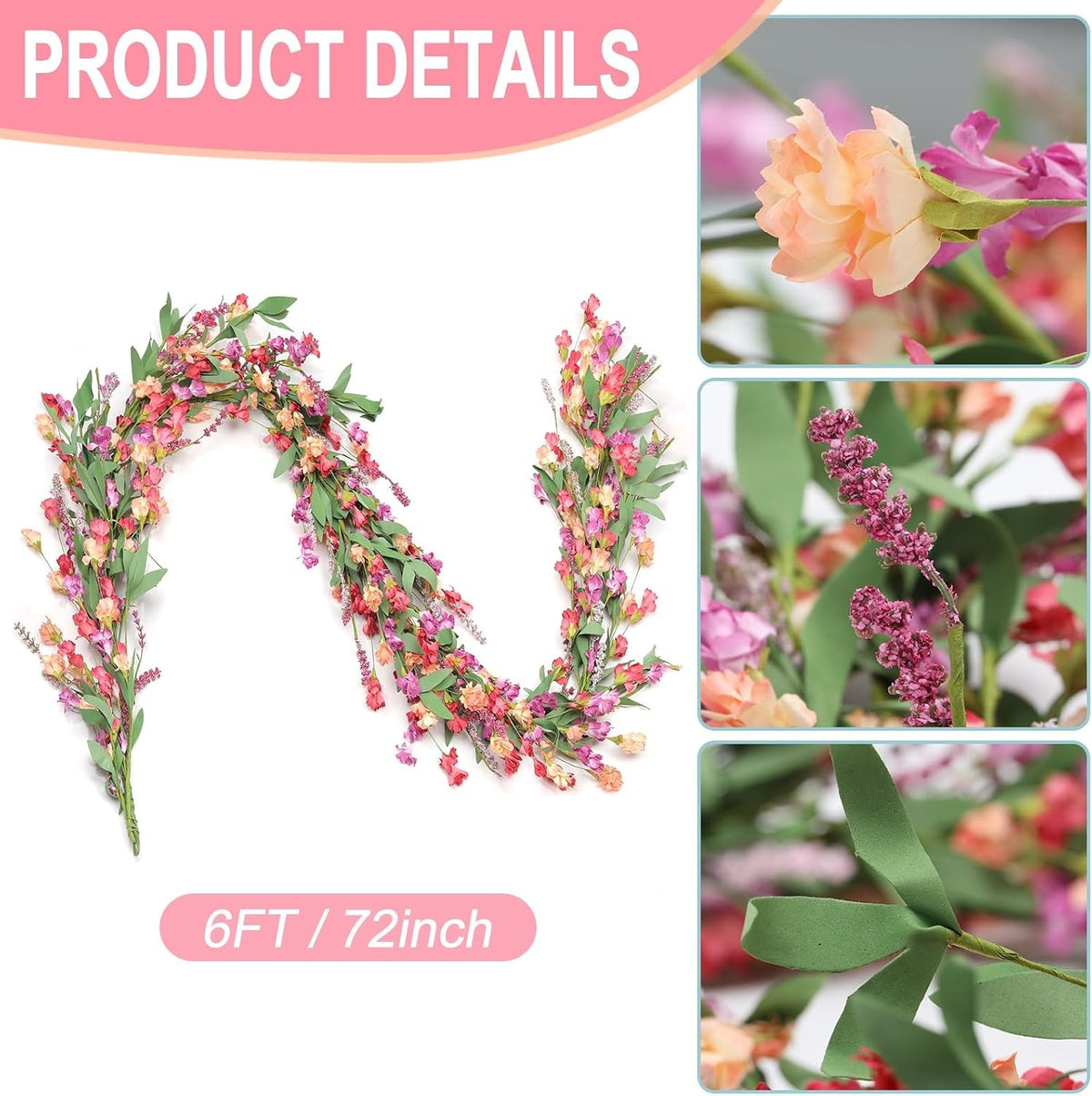 6-Foot Handmade Paper Floral Garland