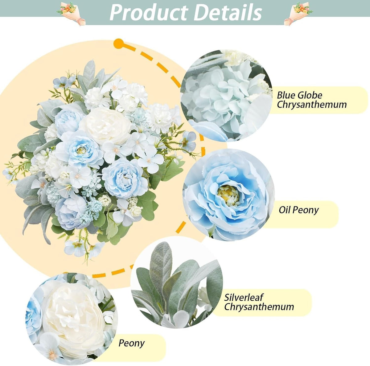 Artificial Silk Peony Flower Bouquet